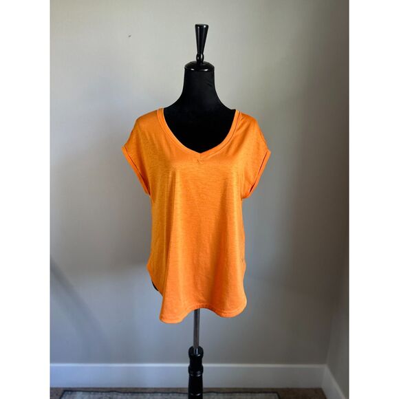 INDVEVA Women's Lua V Neck Clementine Rolled Sleeve Short Sleeve T Shirt Size M - Picture 1 of 10